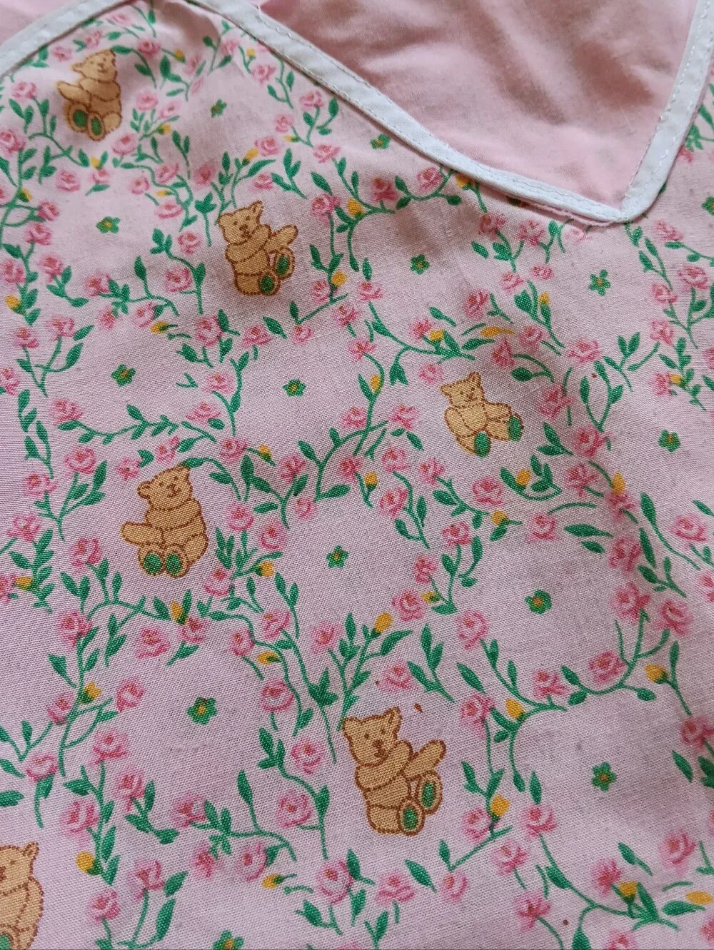 70s 80s Handmade Vintage Whimsical Girls Bear Nightgown, Approx Sz 8 Whimsy Pink